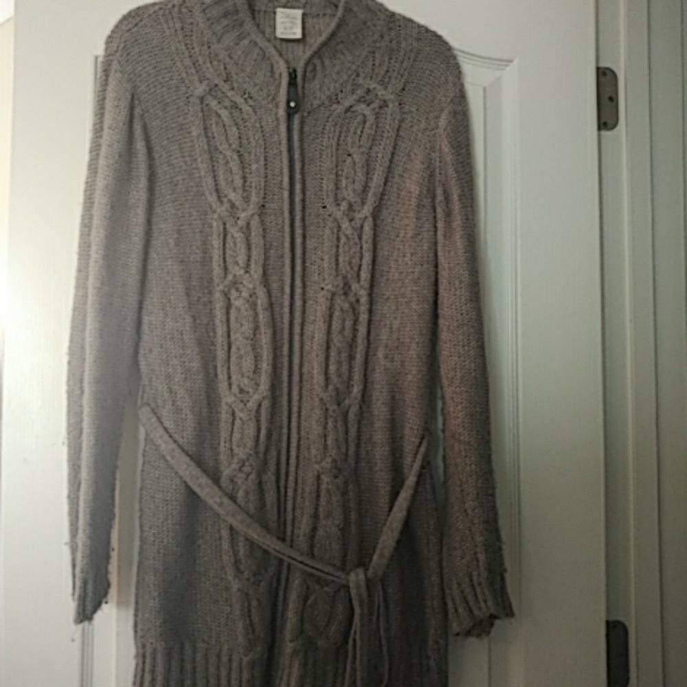 Grey knit sweater jacket